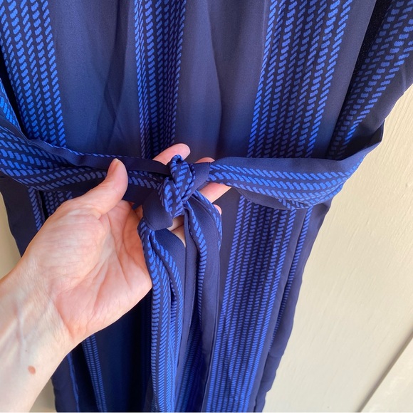 Anne Klein Blue Wrap Midi Dress with Cuffed Sleeves - Picture 9 of 12
